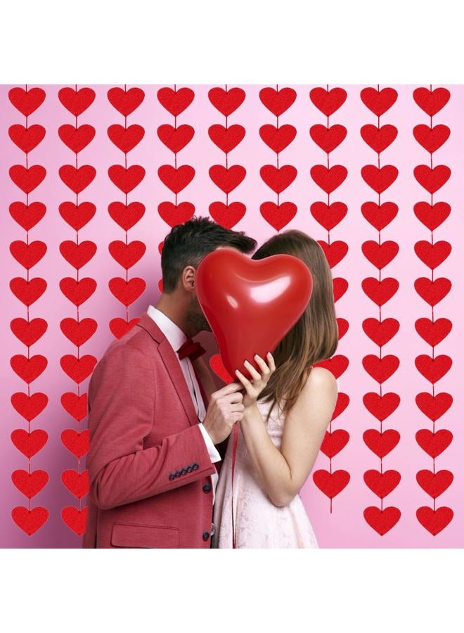Partyprops 72 Red Hearts Felt Garland - NO DIY - Valentines Day Red Heart Hanging String Garland - Valentines Day Decor - Valentine Decorations - Valentines Wedding Anniversary Birthday Party Supplies - Image 2