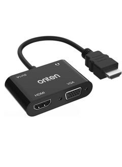HDMI to VGA HDMI Adapter Onten HDMI Splitter 1 HDMI in VGA HDMI 2 Out VGA HDMI Interface Display at The Same time VGA to HDMI VGA Adapter for Computer