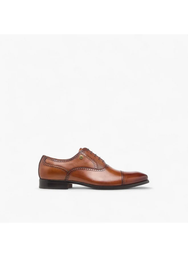 دوتشيني Men's Perforated Derby Shoes with Lace-Up Closure