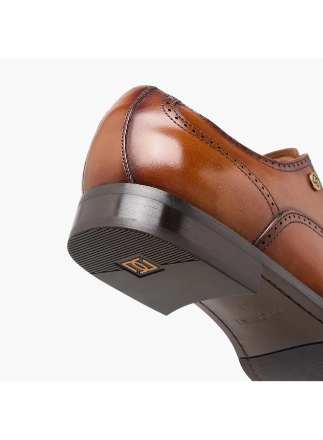 دوتشيني Men's Perforated Derby Shoes with Lace-Up Closure