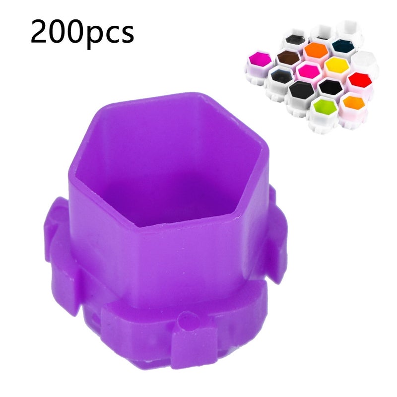 200Pcs Tattoo Ink Cups Honeycomb Shape Pigment Holder Cups Permanent Makeup Supplies Purple - Image 4