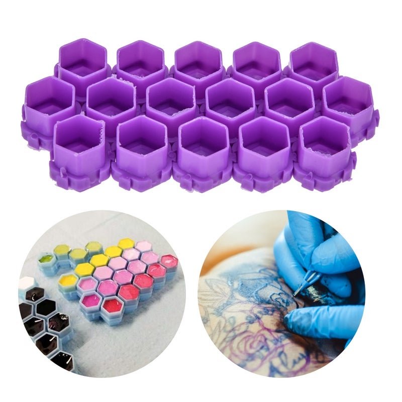 200Pcs Tattoo Ink Cups Honeycomb Shape Pigment Holder Cups Permanent Makeup Supplies Purple - Image 5