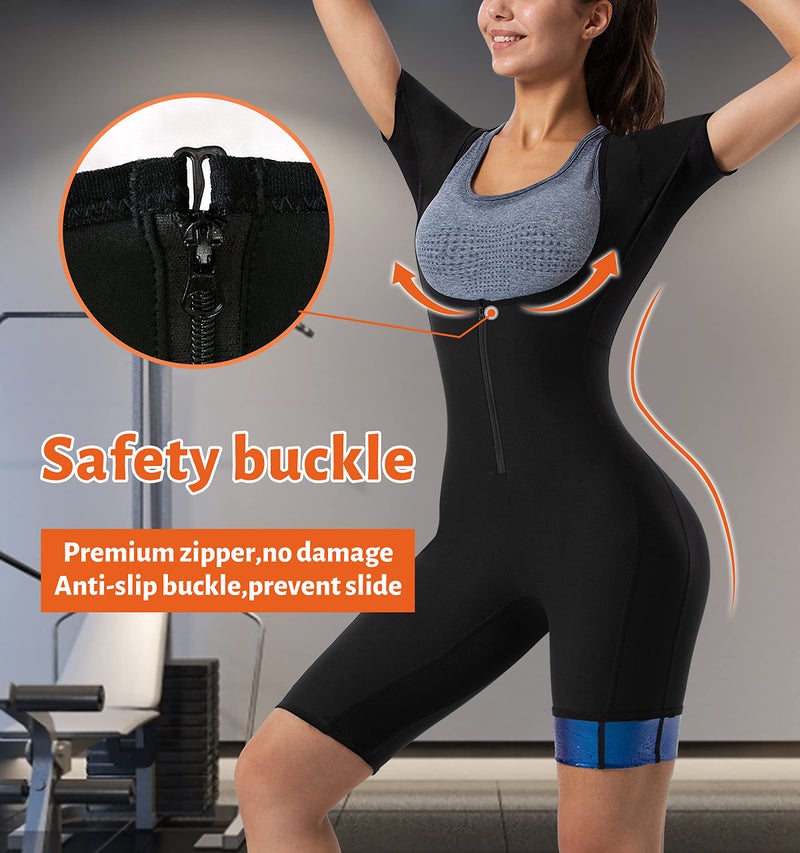 QZSH Women Sauna Suit Sweat Shirt Slimming Vest Hot Top Jumpsuit Shapewear,Armpit and Crotch Meshï¼ˆBH7008-01-Lï¼‰ - Image 5