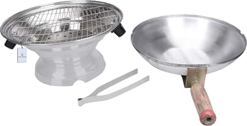 Kuber Industries Kuber Industries Aluminium Multi Purpose Oven Gas Tandoor Barbeque GrillerBatiPizza Maker Silver KUBMART2154 