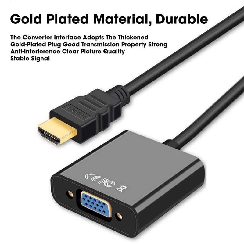Sounce HDMI to VGA Gold Plated High-Speed 1080P Active HDTV HDMI to VGA Adapter Converter Male to Female with Audio and Micro USB Charging Cable, (Black) - Image 5