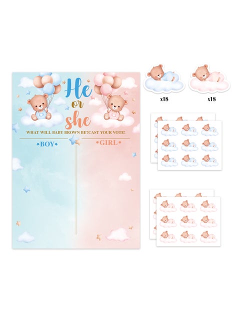 Baby Gender Reveal Board with Stickers Baby Shower Party Voting Poster Games Kit