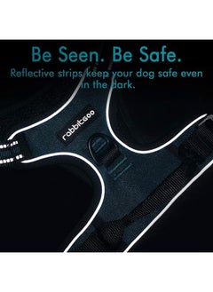 Rabbitgoo Dog Harness, No-Pull Pet Harness with 2 Leash Clips, Adjustable Soft Padded Dog Vest, Reflective No-Choke Pet Oxford Vest with Easy Control Handle for Large Dogs, Blue Coral, L  - Image 2
