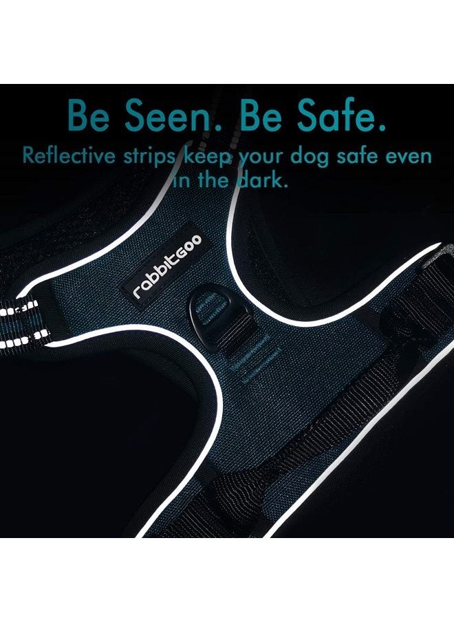 Rabbitgoo Dog Harness, No-Pull Pet Harness with 2 Leash Clips, Adjustable Soft Padded Dog Vest, Reflective No-Choke Pet Oxford Vest with Easy Control Handle for Large Dogs, Blue Coral, L  - Image 2
