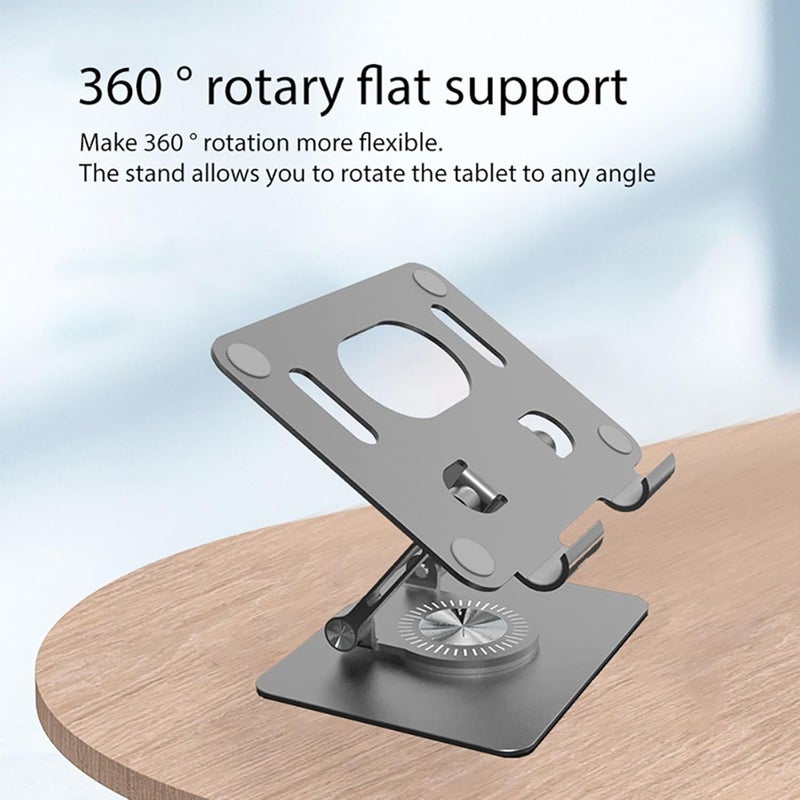 Foldable Tablet Bracket Stand 360° Rotating Hollowed Holder Bracket for 4.7-12 Inch Tablets Pad Holder Alloy Adjustable for Desk Tablets Phone Pad Adjustable - Image 5