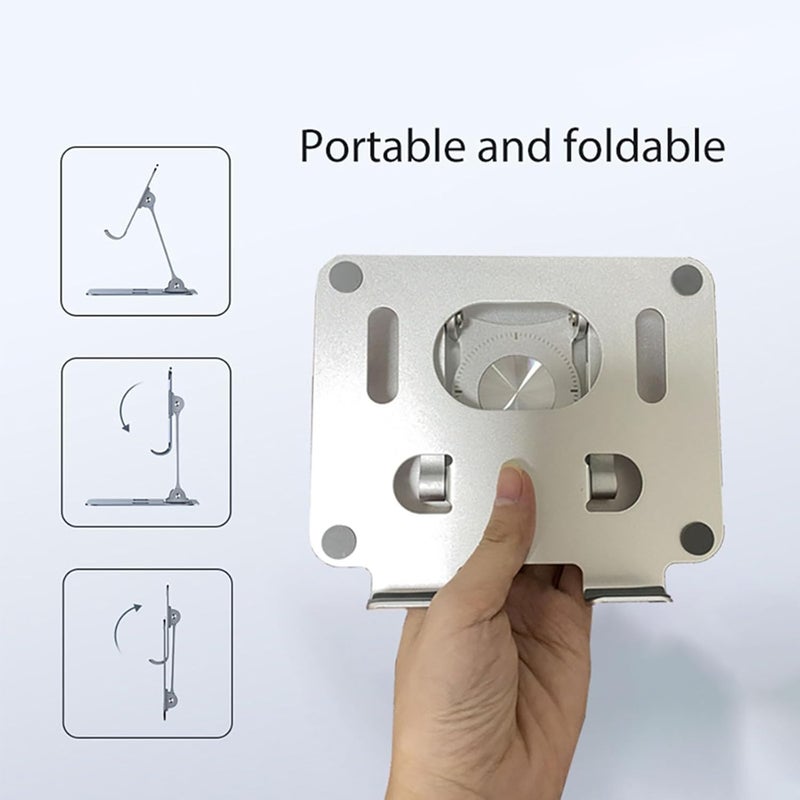Foldable Tablet Bracket Stand 360° Rotating Hollowed Holder Bracket for 4.7-12 Inch Tablets Pad Holder Alloy Adjustable for Desk Tablets Phone Pad Adjustable - Image 4