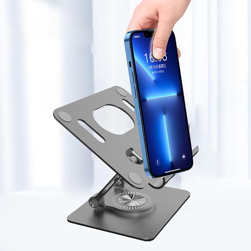 Foldable Tablet Bracket Stand 360° Rotating Hollowed Holder Bracket for 4.7-12 Inch Tablets Pad Holder Alloy Adjustable for Desk Tablets Phone Pad Adjustable - Image 2