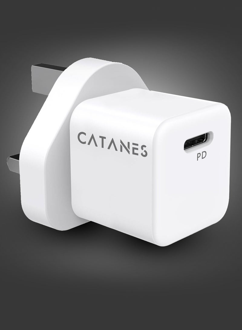 CATANES 25W PD Fast Charger Adapter Type C 3Pins with Lightning Cable 1m for Apple iPhone 14 Pro Max and 13 Pro Max / White  - Image 3