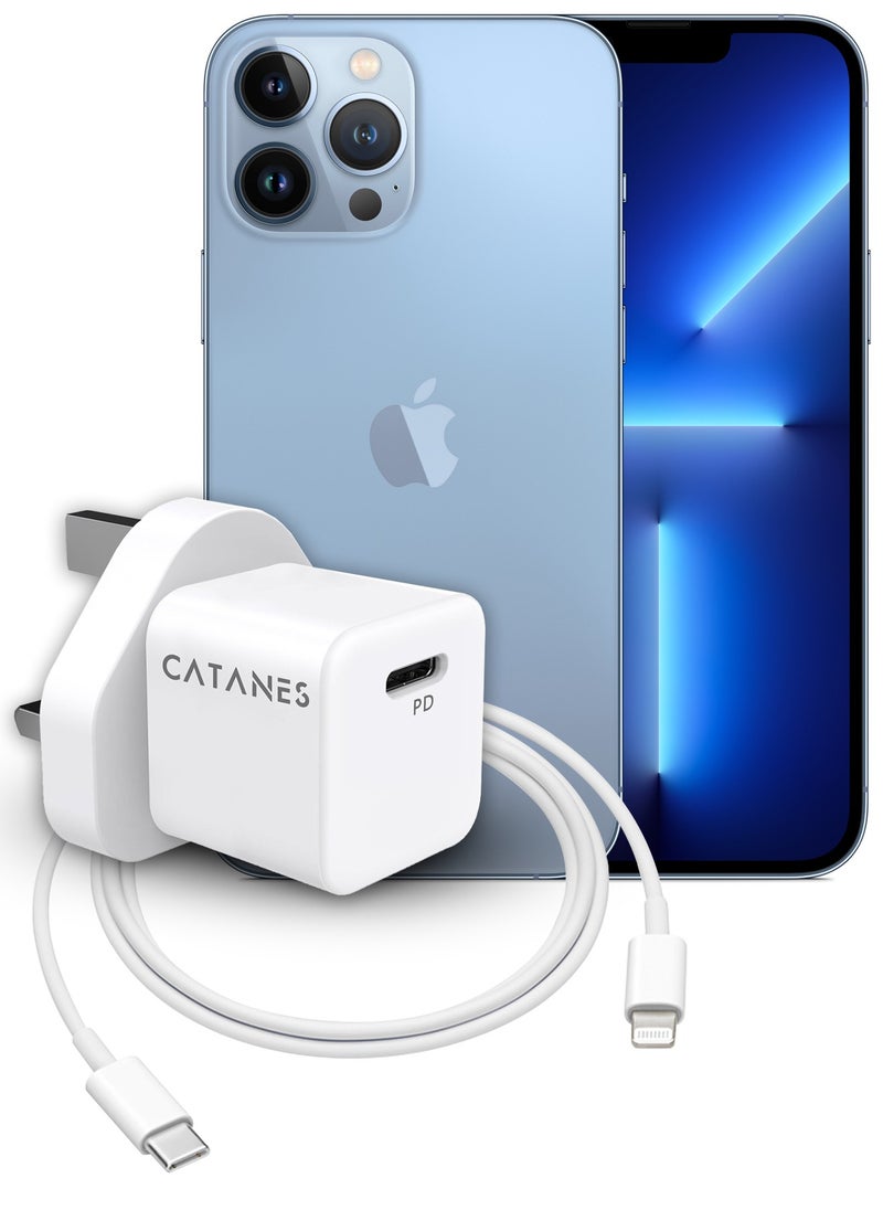25W PD Fast Charger Adapter Type C 3Pins with Lightning Cable 1m for Apple iPhone 14 Pro Max and 13 Pro Max / White