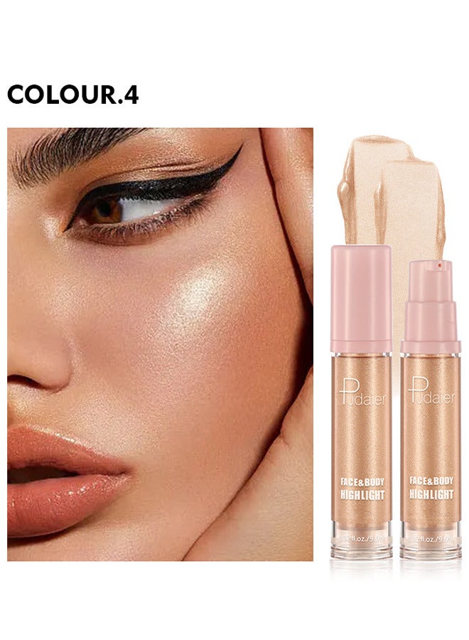 pudaier Face Body Luminizer, Liquid Illuminator Body Shimmer Oil, Moisturizing Bronzer Highlighter Smooth Shine Highlight Glow Makeup, Waterproof Body Shimmering Glitter - Image 2