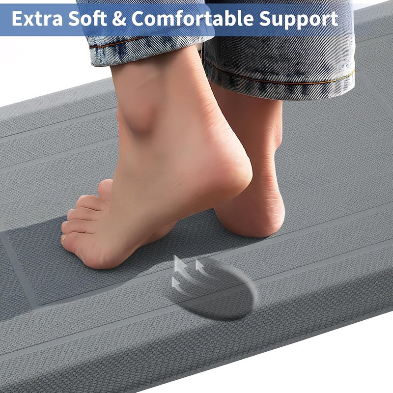 UKISS 9/10"" Extra Thick Cushioned Anti Fatigue Kitchen Mat, Waterproof High Density Foam Standing Desk Mat, Non-Slip Ergonomic Comfort Mat for Kitchen, Office,Workstation (Grey, 20" X 32") - Image 3