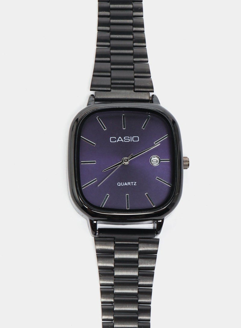 CASIO Casio Watch for Unisex LTP-E117D Analog Stainless Steel -Black - Purple Dial  - Image 2