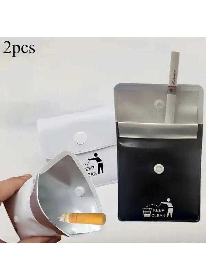 حقيبة سجائر محمولة مقاومة للحريق من PVC مقاومة للهب قابلة لإعادة الاستخدام مجموعة باللونين الأسود والأبيض - Image 2