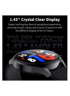 BLACK SHARK Refined and Gleaming Texture Smartwatch With 1.43 Display, 12 Days Battery Life, Gaming Health Monitoring, Sports & Fitness Modes & Water Resistant  S1 Classic  - Black  - Image 3