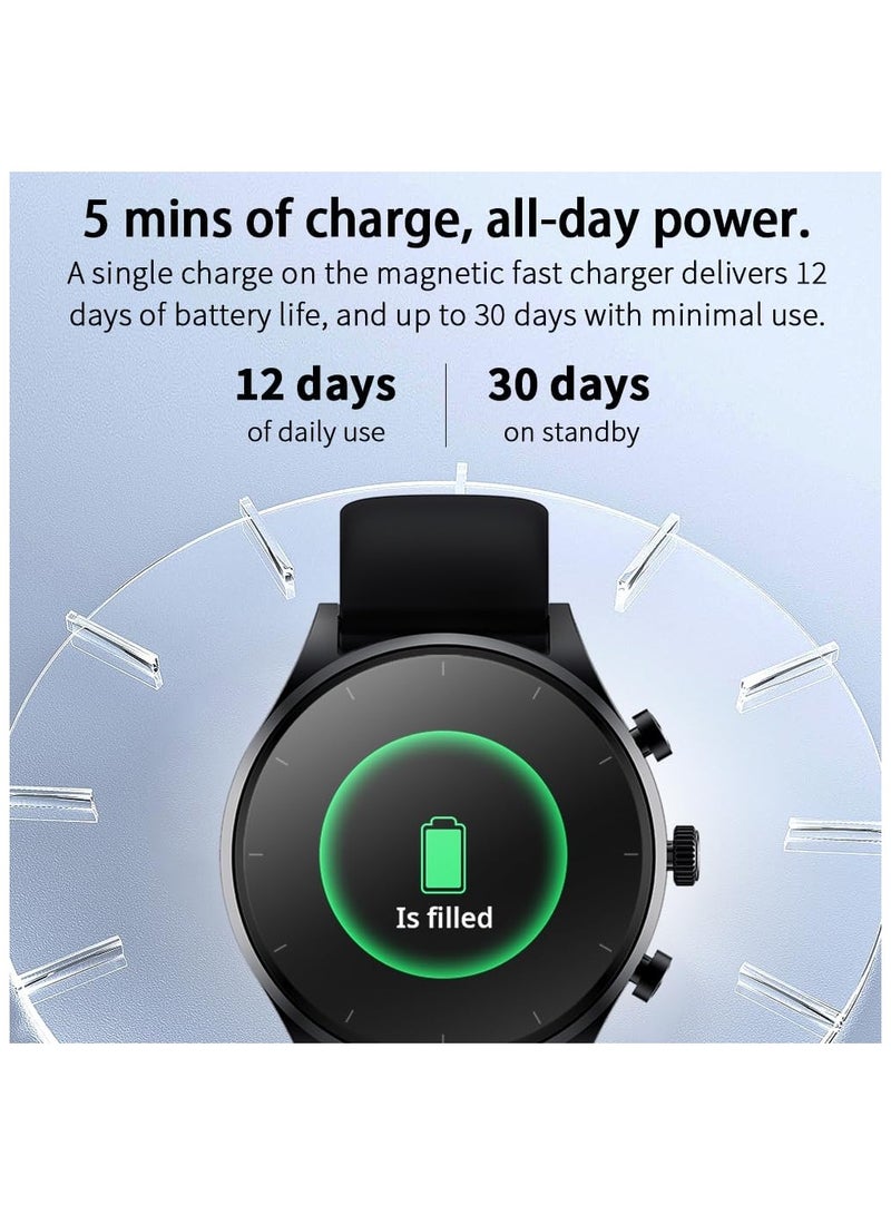 BLACK SHARK ساعة ذكية بتصميم مصقول ولامع مع شاشة 1.43 بوصة، عمر بطارية 12 يوم، مراقبة صحة الألعاب، أوضاع رياضية ولياقة بدنية ومقاومة للماء S1 كلاسيك - أسود - Image 4