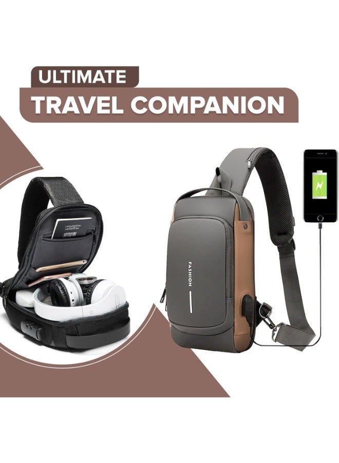 Versatile Small Body Chest Sling Bag Waterproof, Anti-Theft, Perfect for Business Travel, Cycling, Hiking - Men and Women Casual Shoulder Backpack Daypack with USB Port - Image 4