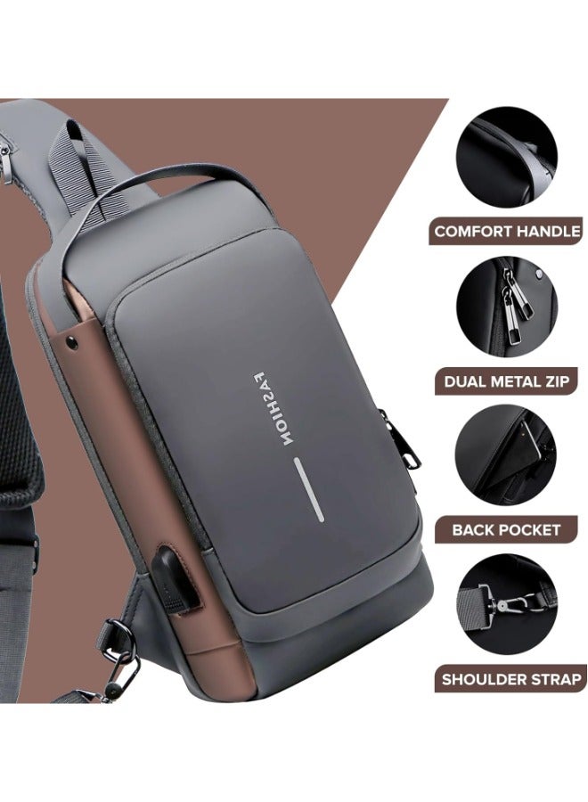 Versatile Small Body Chest Sling Bag Waterproof, Anti-Theft, Perfect for Business Travel, Cycling, Hiking - Men and Women Casual Shoulder Backpack Daypack with USB Port - Image 3