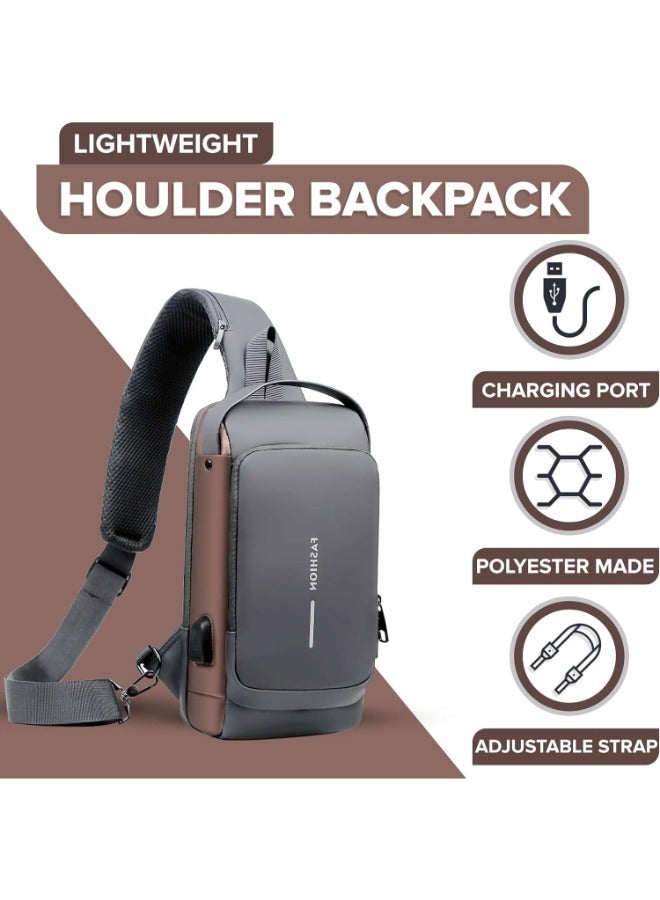 Versatile Small Body Chest Sling Bag Waterproof, Anti-Theft, Perfect for Business Travel, Cycling, Hiking - Men and Women Casual Shoulder Backpack Daypack with USB Port - Image 5