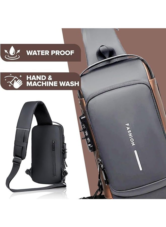 Versatile Small Body Chest Sling Bag Waterproof, Anti-Theft, Perfect for Business Travel, Cycling, Hiking - Men and Women Casual Shoulder Backpack Daypack with USB Port - Image 2
