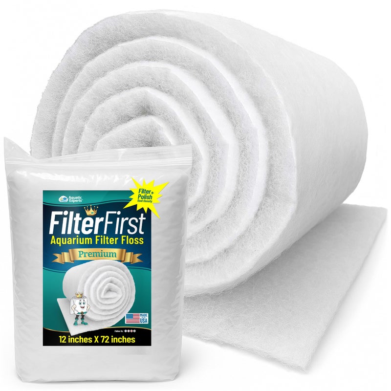 Aquatic Experts Aquarium Filter Floss for Fish Tank Filters - FilterFirst Aquarium Filter Pad - Media Roll for Crystal Clear Water, 3/4" - 1" Thick (12 Inch Wide, 72 Inch Long) - Image 1
