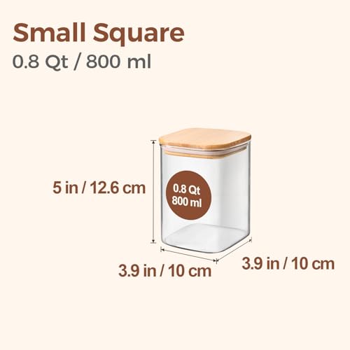 ComSaf 08 Qt Glass Food Storage Jars Set of 6 Clear Storage Containers with Airtight Lids Pantry Organization Jar Spice Jar Blooming Tea Oat Coffee and Sugar Container Canister Set for Kitchen - Image 3