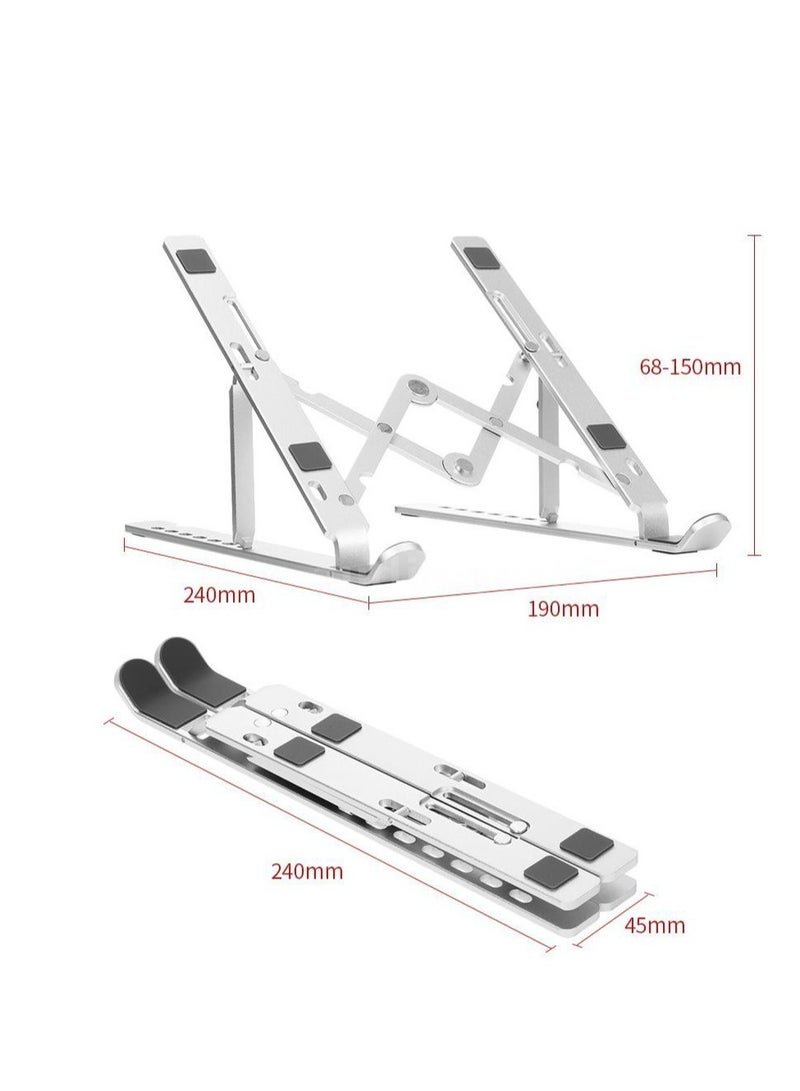 ELTRAZONE 7-Level Adjustable Aluminum Alloy Foldable Laptop Stand Silver - Image 1