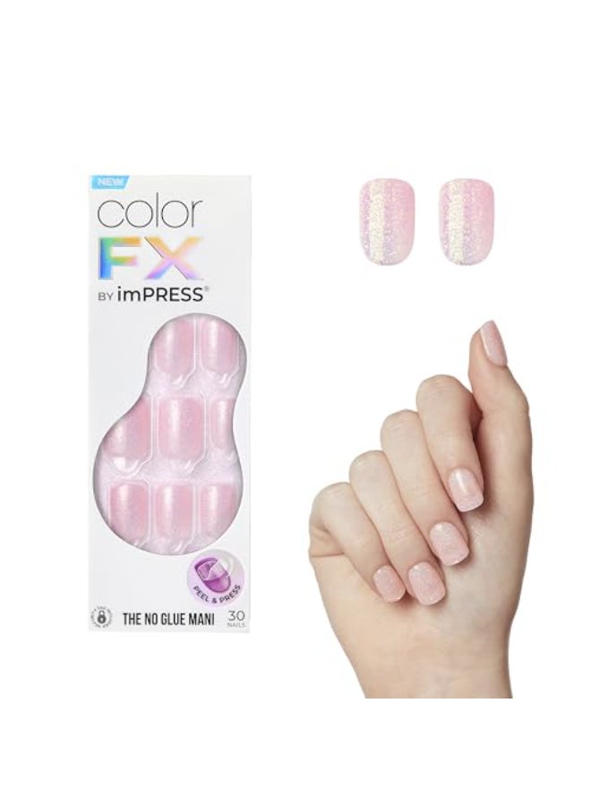 Impress KISS imPRESS No Glue Mani Press On Nails Color FX Pop Star Light Pink Short Size Squoval Shape Includes 30 Nails Prep Pad Instructions Sheet 1 Manicure Stick 1 Mini File - Image 1