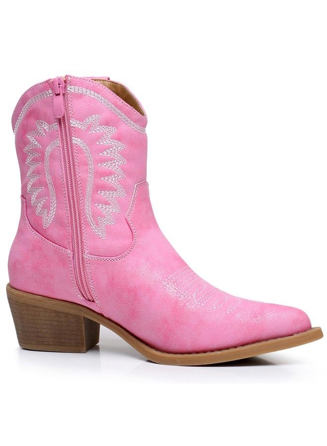 GLOBALWIN Women's West Charm Mid Calf Boots The Western Stylish Cowgirl Boots, 23yy07 Pink, 7.5 - Image 3