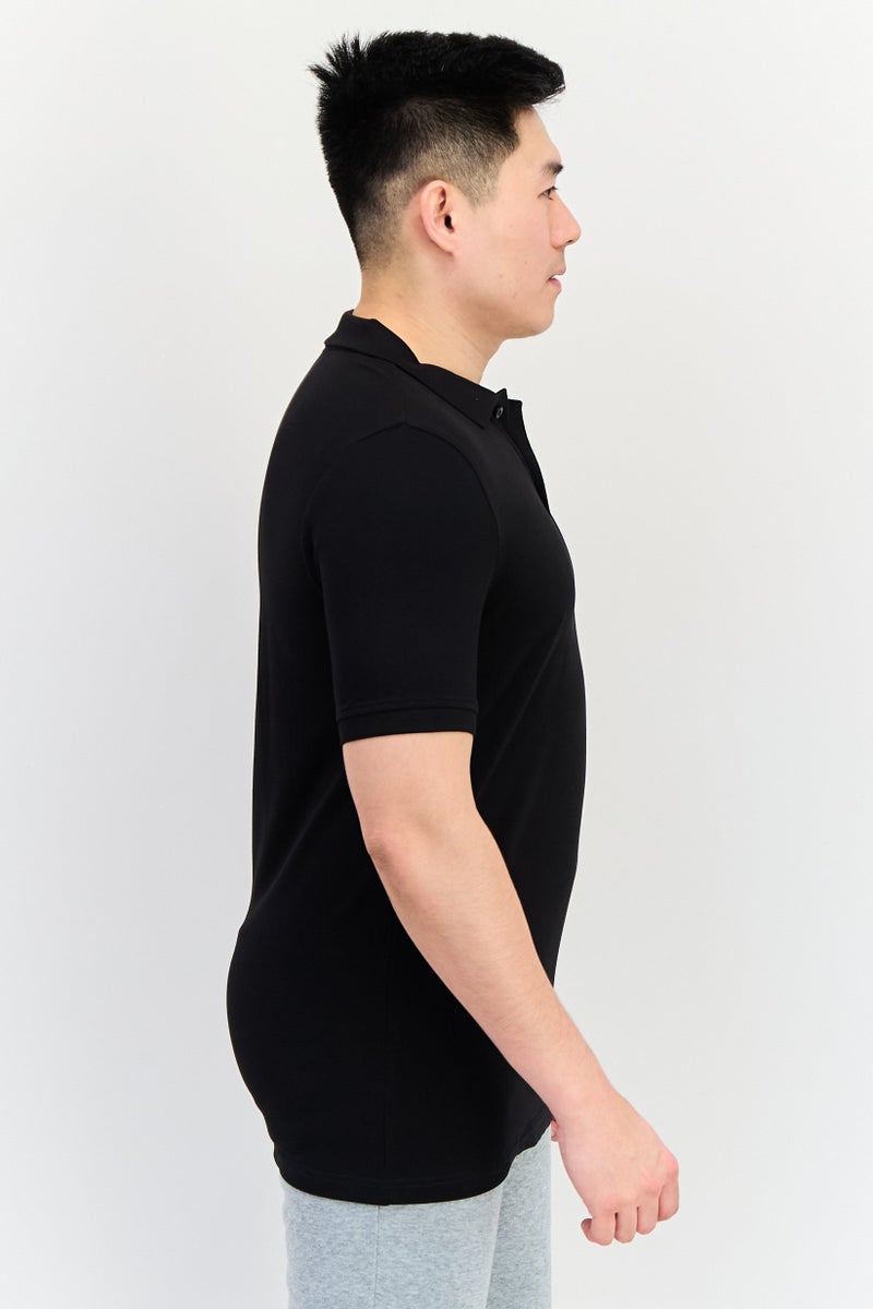 PUMA تي شيرت بولو رياضي للرجال بشعار العلامة التجارية، أسود - Image 2