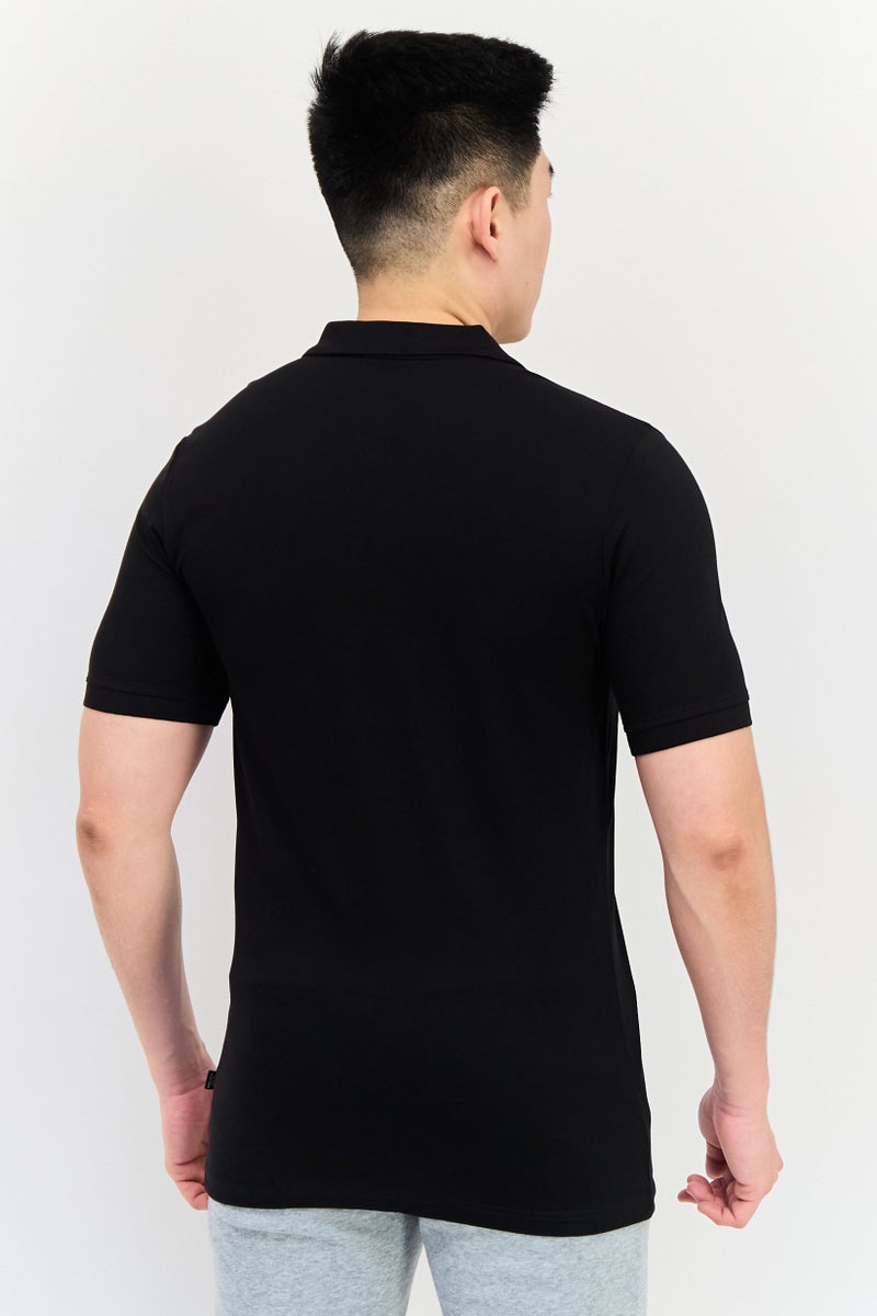 PUMA تي شيرت بولو رياضي للرجال بشعار العلامة التجارية، أسود - Image 3