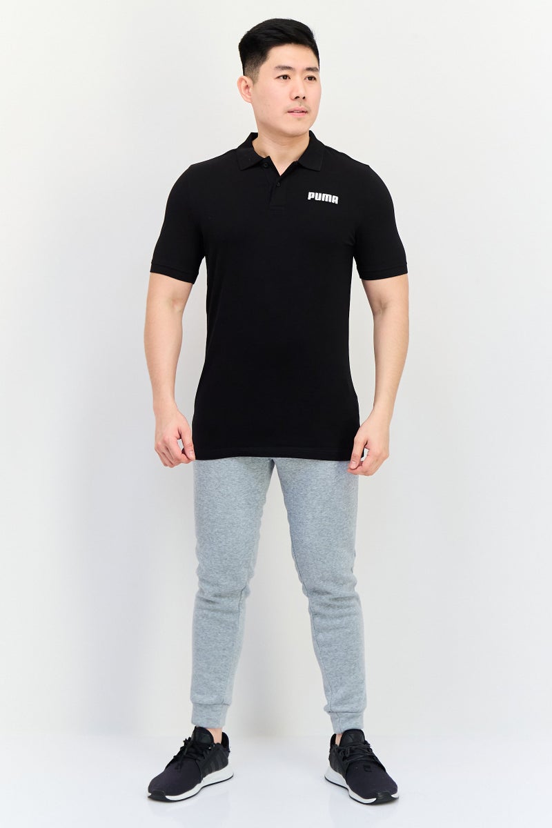 PUMA تي شيرت بولو رياضي للرجال بشعار العلامة التجارية، أسود - Image 4