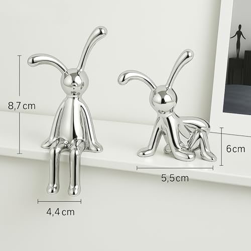 SARTE Car Dashboard Toy Cute Bunny Showpiece Decorative Ornament 3D Cartoon Chrome Figurine Miniature Sculpture Interior Decoration Accessories Decor 2 Pcs - Image 4