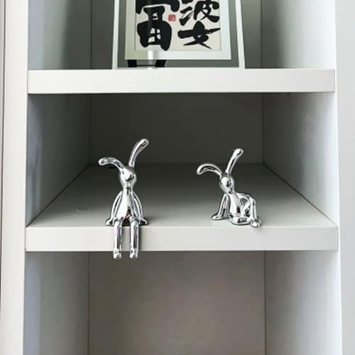 SARTE Car Dashboard Toy Cute Bunny Showpiece Decorative Ornament 3D Cartoon Chrome Figurine Miniature Sculpture Interior Decoration Accessories Decor 2 Pcs - Image 5