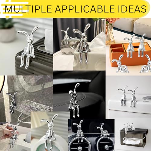 SARTE Car Dashboard Toy Cute Bunny Showpiece Decorative Ornament 3D Cartoon Chrome Figurine Miniature Sculpture Interior Decoration Accessories Decor 2 Pcs - Image 3