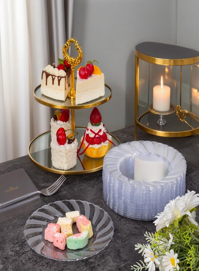 U-QE 100 Pieces Clear Plastic Plates - 7 Inch Plastic Dessert Plates Disposable - Washable & Reusable - Premium Hard Clear Fancy Disposable Heavy Duty Cake Platos for Party, Weddings and Events - Image 5