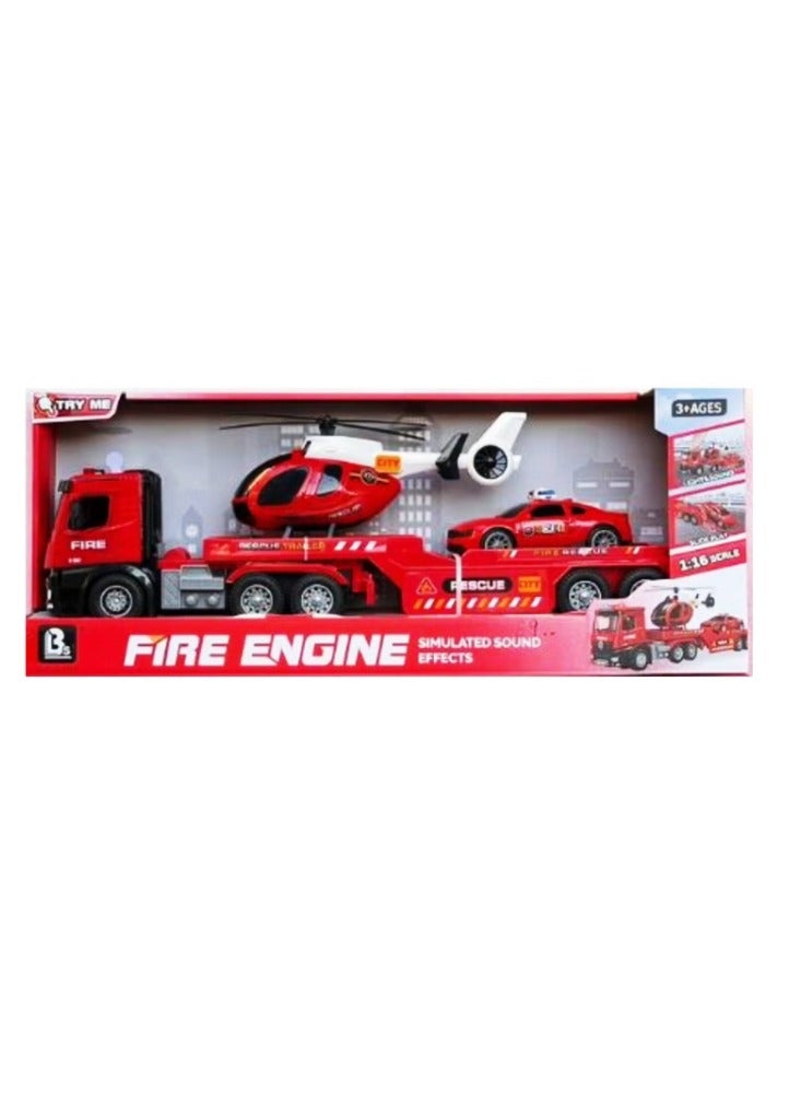 Teamsterz Mighty Machines Transporter Play Vehicle Set With Helicopter & Car Engaging Lights & Realistic Sound Effects Requires 3 x LR44 Batteries (Included) Red