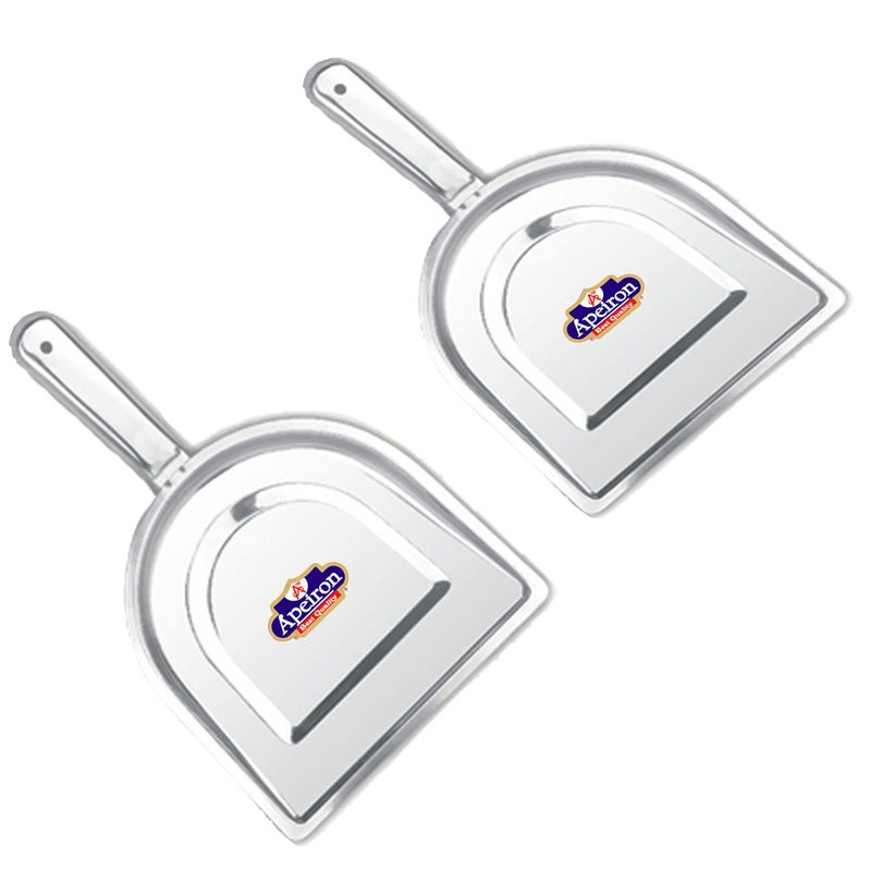 Apeiron Stainless Steel Cleaning Dustpan | Oval Supdi | Silver | 29.5 cm | for Kitchen Garden Office | Pack of 2 - Image 5