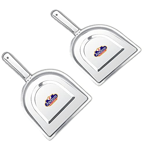 Apeiron Stainless Steel Cleaning Dustpan | Oval Supdi | Silver | 29.5 cm | for Kitchen Garden Office | Pack of 2 - Image 1