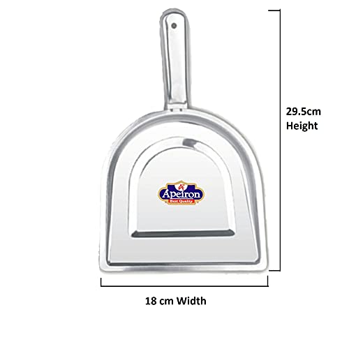 Apeiron Stainless Steel Cleaning Dustpan | Oval Supdi | Silver | 29.5 cm | for Kitchen Garden Office | Pack of 2 - Image 2