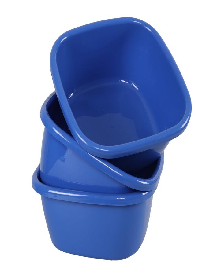 Saedy 3 Pack 16 Quart Plastic Square Wash Basin, Dishpans for Washing Dishes, Dark Blue - Image 1