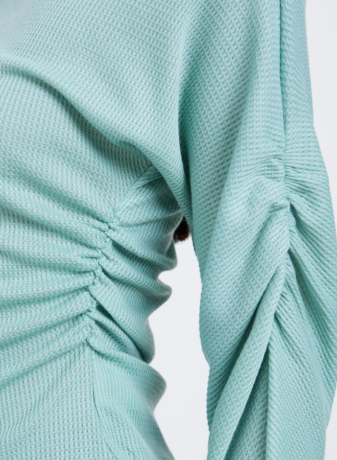 Styli Mint Green Ruched Long Sleeve Top - Image 4