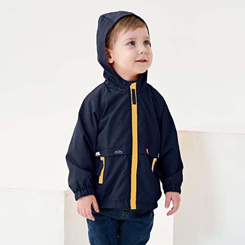 Volunboy Toddler Boys Navy Hooded Jacket Lightweight Windbreaker Coats Spring Boy Zip Up Long Sleeve Windproof Outwear 4-5T - Image 3