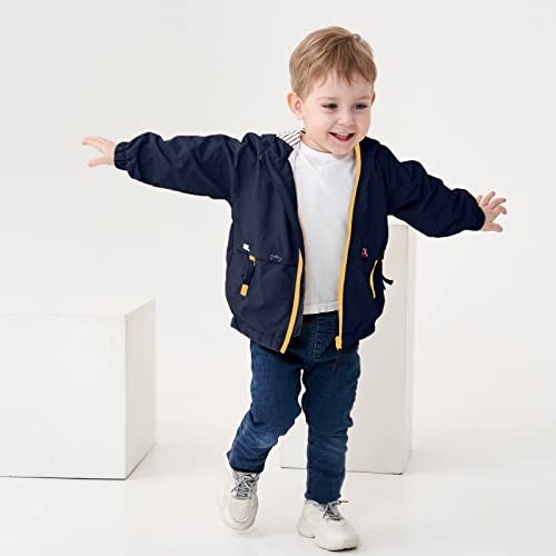 Volunboy Toddler Boys Navy Hooded Jacket Lightweight Windbreaker Coats Spring Boy Zip Up Long Sleeve Windproof Outwear 4-5T - Image 2