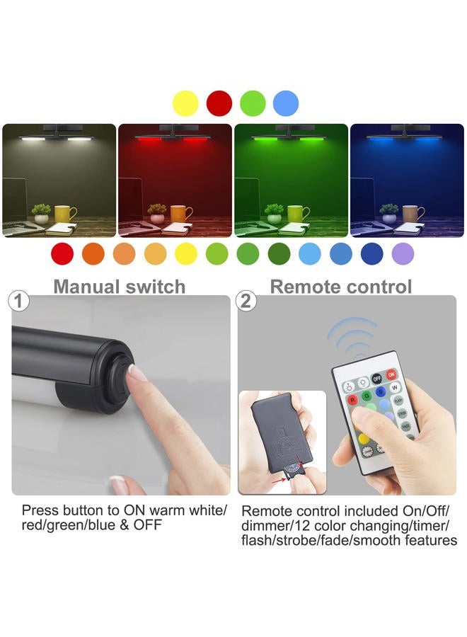 LUXSWAY Picture Lights Rechargeable,Painting Light for Picture with Aluminum Finish,Upgrade 12 Color Changing Art Lights with Timer for Display,Dart Board Lighting-Black - Image 3