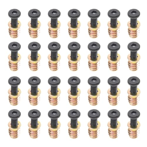 Rrina 28 Sets 1/4-20 x 25/32" Furniture Screw Nut Threaded Wood Inserts Bolt Fastener Connector Hex Socket Drive 1/4-20 x 19/32" Screw-in Nuts - Image 1
