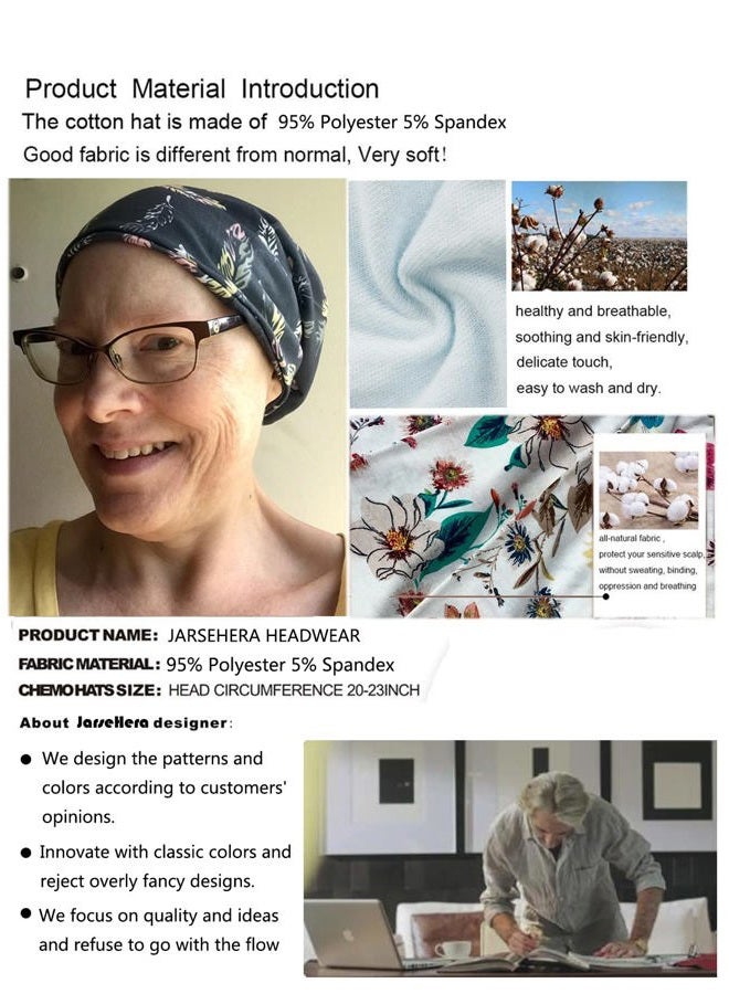 JarseHera Womens Slouchy Beanie Cotton Chemo Caps Cancer Headwear Hats Turban, 1 Pair,stripe B, One size - Image 4